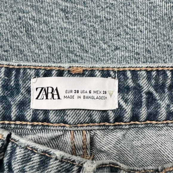 Zara high rise straight leg stonewashed denim jeans - Picture 4 of 10